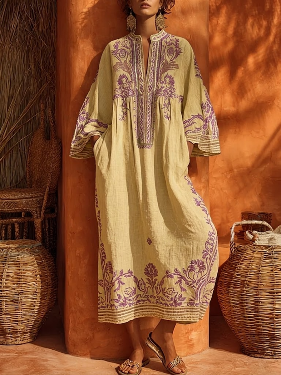 📦📦LAST DAY SAVE 49% ⏰Bohemian Floral Print Cotton-linen Maxi Dress