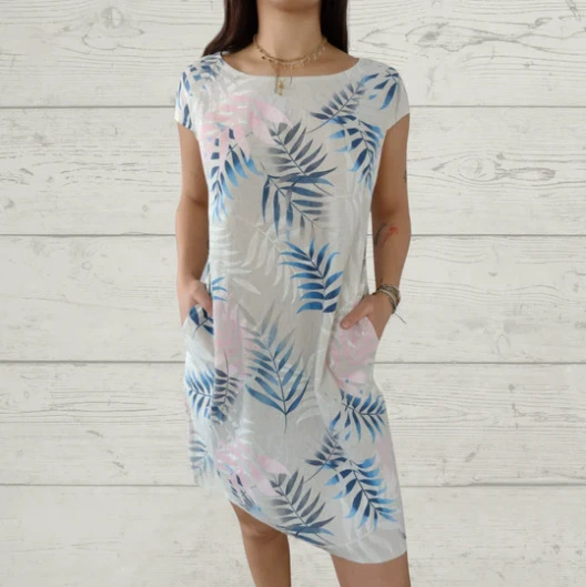 📦📦LAST DAY SAVE 49% ⏰Women's Cotton and Linen Round Neck Printed Dress