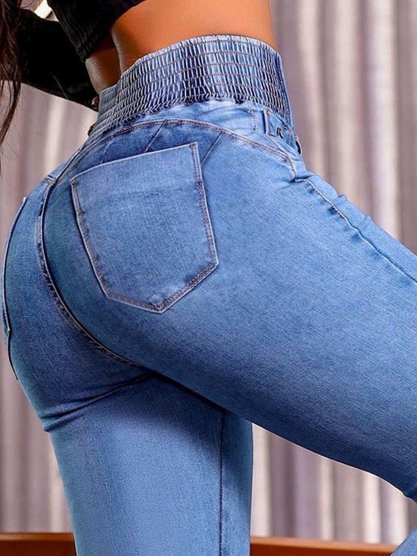 ✨✨Women'S High Waisted Jeans Stretchy Bootcut Pants with Elastic Waistband Denim Pants for Women Light Blue XXL