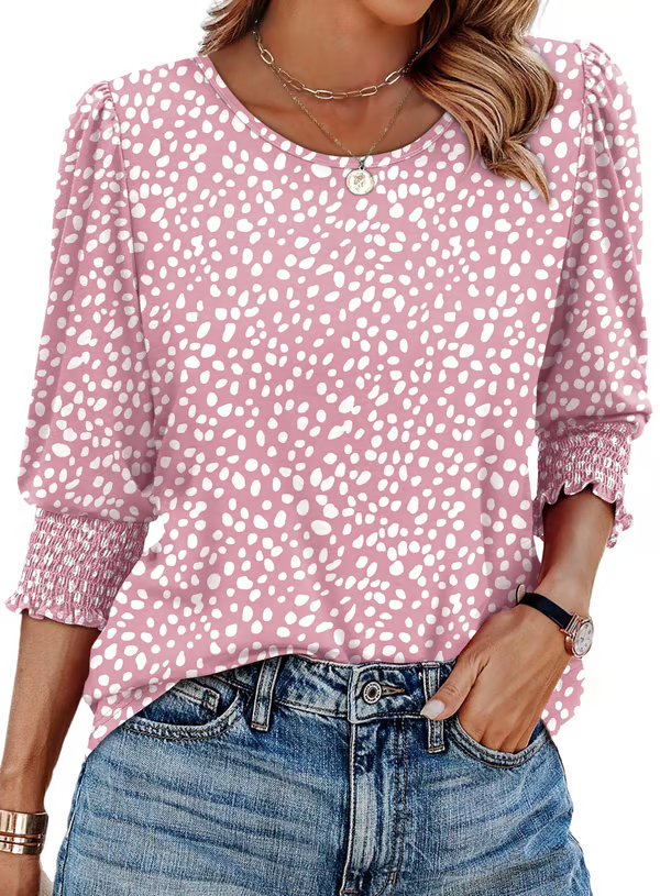 📦📦LAST DAY SAVE 49% ⏰ Women Dressy Casual 3/4 Length Sleeve Blouses with Smocked Cuffs