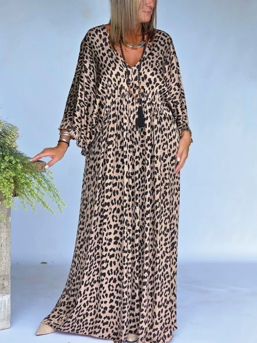 📦📦LAST DAY SAVE 49% ⏰Elegant & Cozy Loose-fit Leopard Print Dress