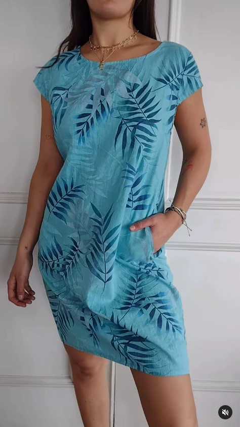 📦📦LAST DAY SAVE 49% ⏰Women's Cotton and Linen Round Neck Printed Dress