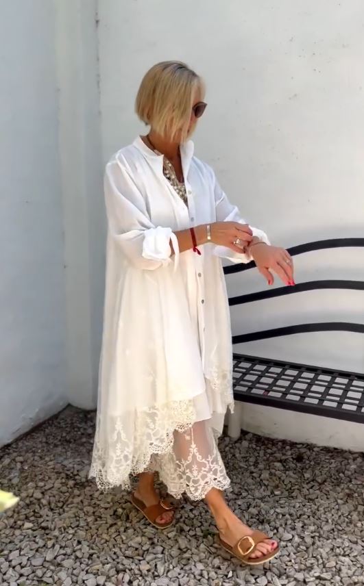🔥Round Neck Sleeveless Hollow Maxi Dress Plus Long Sleeve Lace Cardigan Set