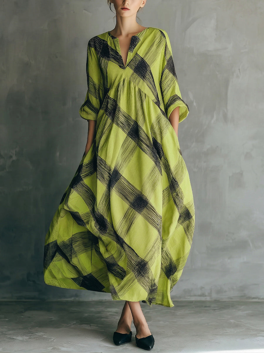 📦📦LAST DAY SAVE 49% ⏰Artistic Brushstroke Print Loose Cotton-linen Dress