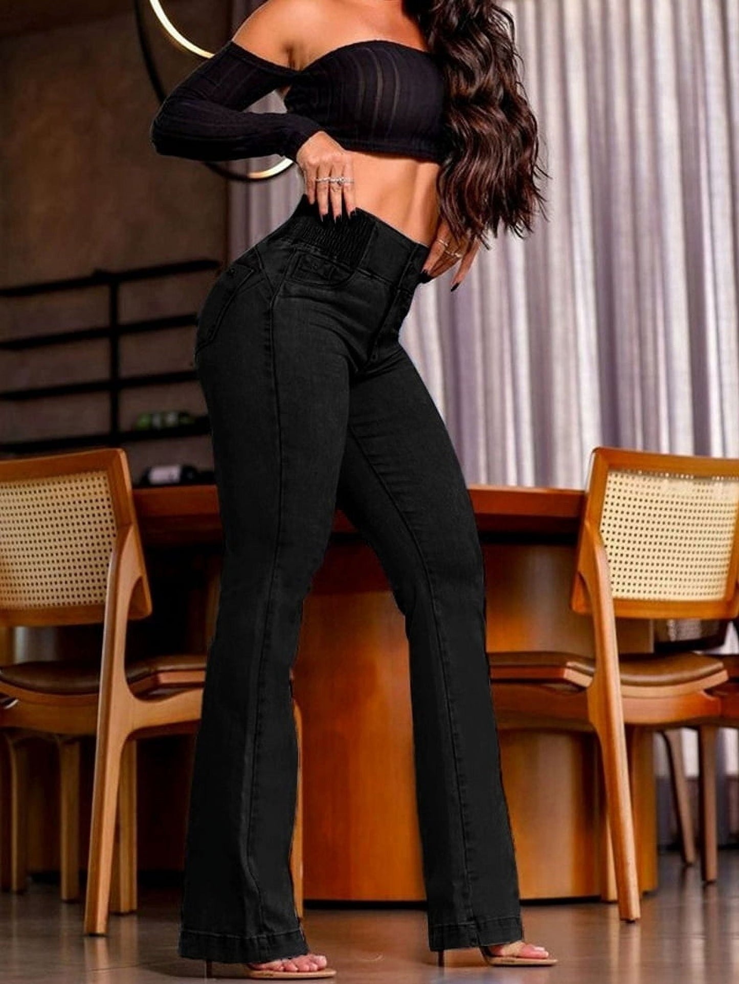 ✨✨Women'S High Waisted Jeans Stretchy Bootcut Pants with Elastic Waistband Denim Pants for Women Light Blue XXL