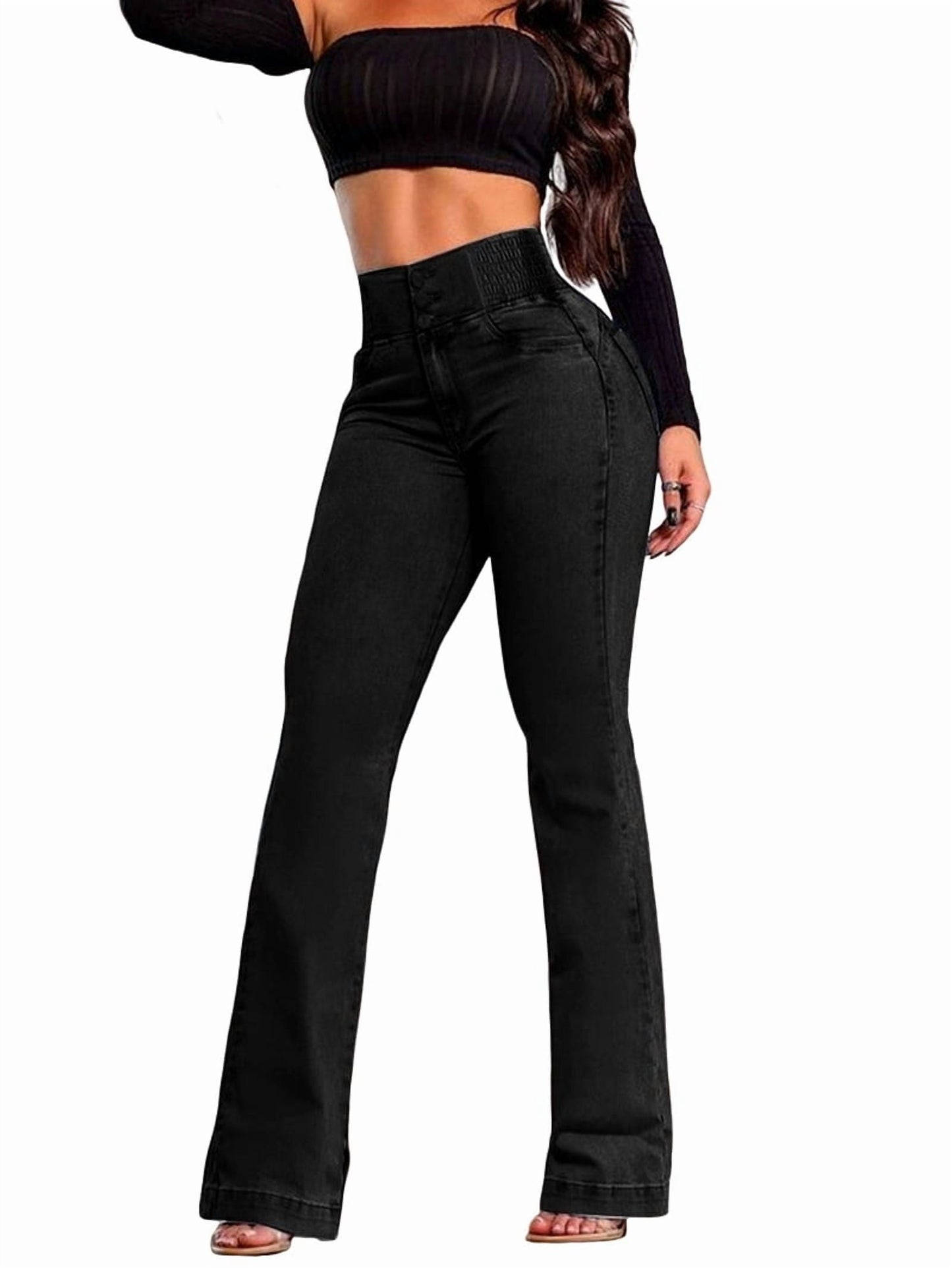 ✨✨Women'S High Waisted Jeans Stretchy Bootcut Pants with Elastic Waistband Denim Pants for Women Light Blue XXL
