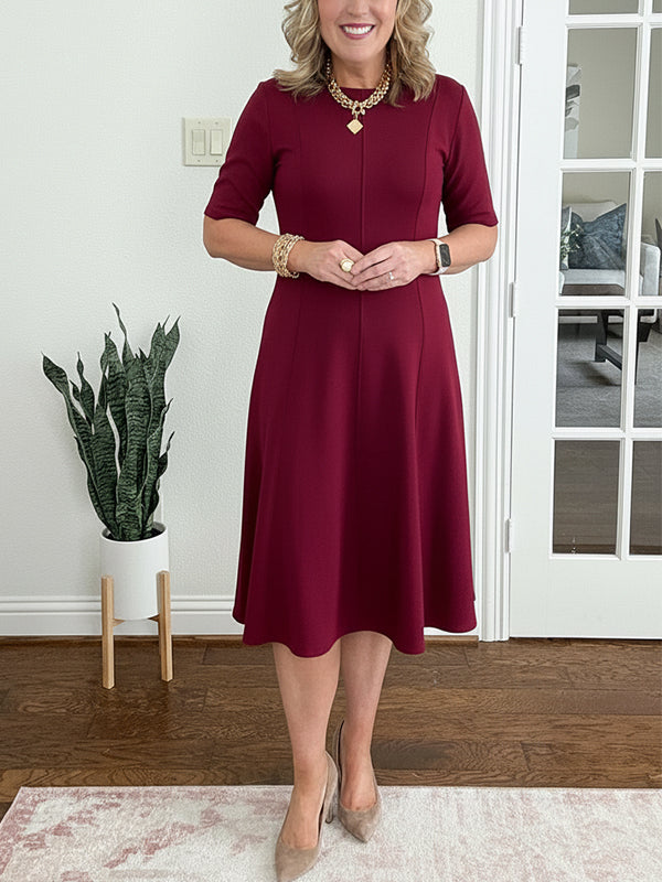 📦📦LAST DAY SAVE 49% ⏰ Crew Neck Vertical Striped Elegant Dress