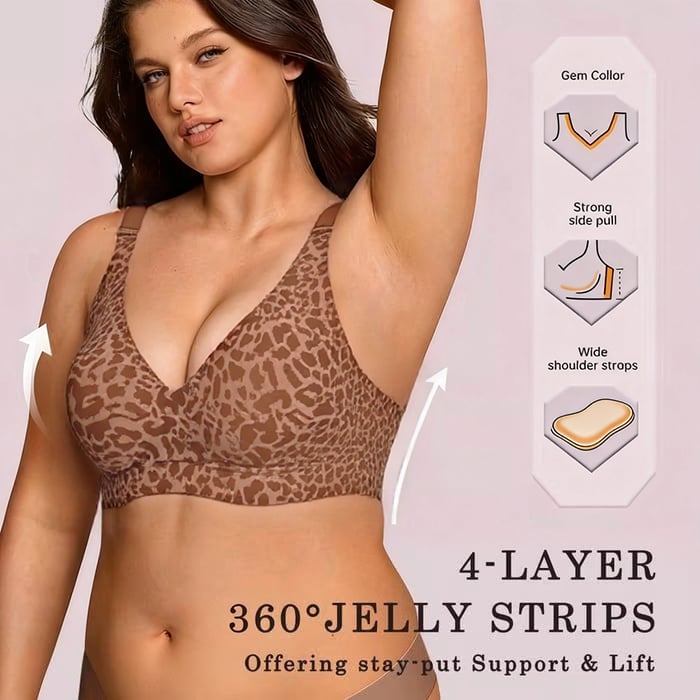 ⏳🔥LAST DAY SALE 49% OFF 🔥Super Firming Leopard Print Jelly  Bra | Women Wirefree Bras 👍No More Sagging Breasts