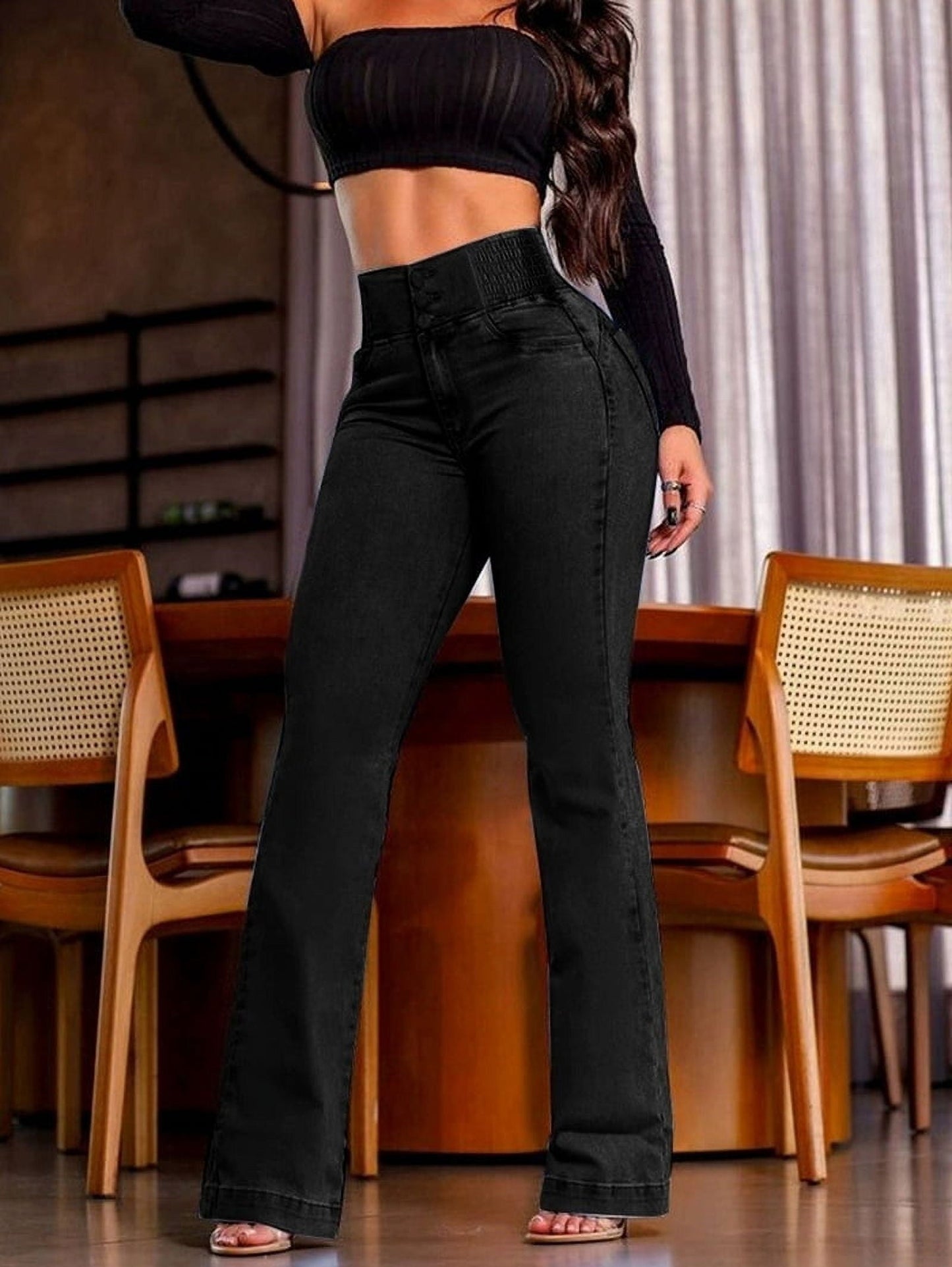 ✨✨Women'S High Waisted Jeans Stretchy Bootcut Pants with Elastic Waistband Denim Pants for Women Light Blue XXL