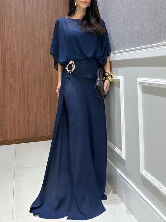 📦📦LAST DAY SAVE 49% ⏰Women's Round-neck 3/4-sleeve Casual Loose Chiffon Top & High-waisted Wide-leg Pants Set