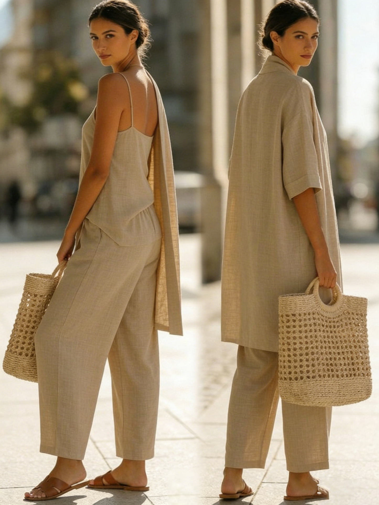 🔥Minimalist Linen-cotton Three-piece Set - Comfortable For Everyday Wear