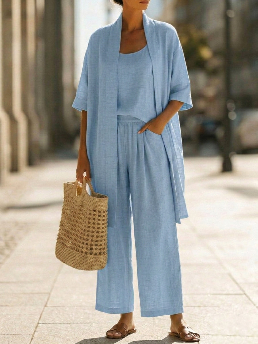 🔥Minimalist Linen-cotton Three-piece Set - Comfortable For Everyday Wear