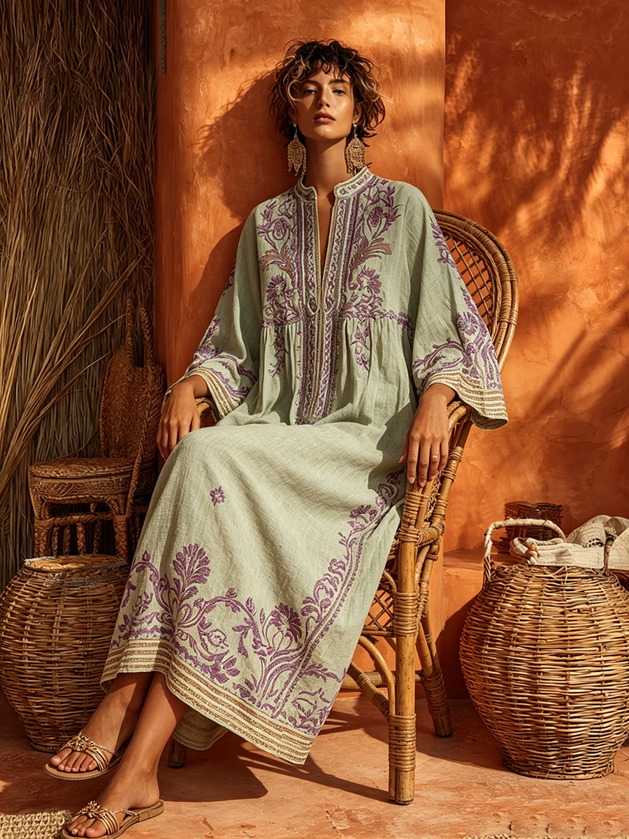 📦📦LAST DAY SAVE 49% ⏰Bohemian Floral Print Cotton-linen Maxi Dress