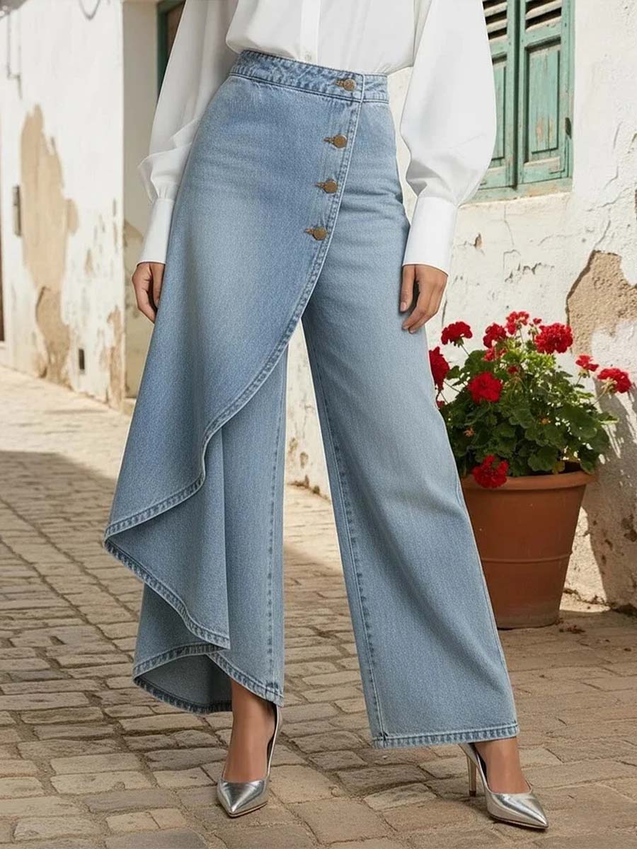✨✨Women's High-waisted Relaxed Fit Wide-leg Jeans With A Stylish Design.