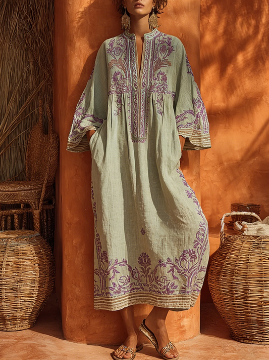 📦📦LAST DAY SAVE 49% ⏰Bohemian Floral Print Cotton-linen Maxi Dress