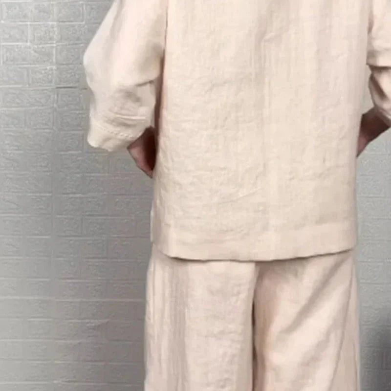 🔥Irregular Hem Cotton Linen Short Sleeve Casual 2-Piece Set