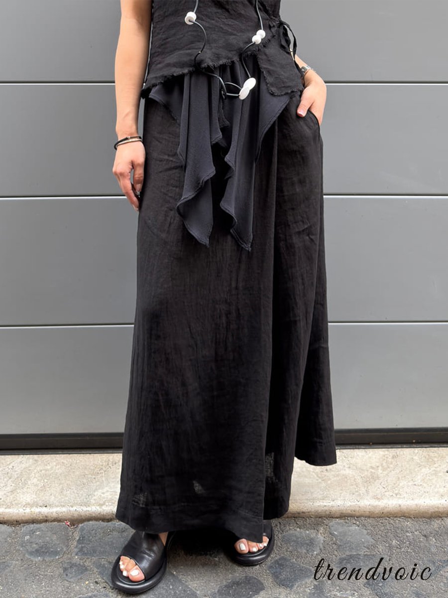 Women's Cotton And Linen Casual Wide Leg Pants