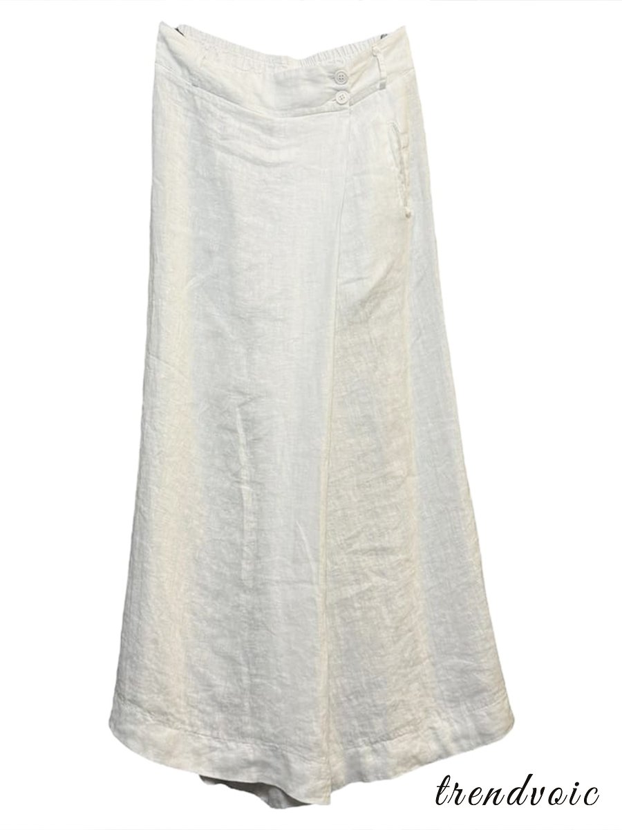 Women's Cotton And Linen Casual Wide Leg Pants